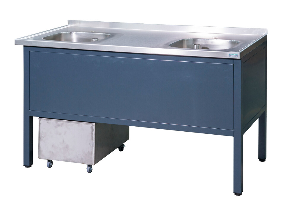 Munkaasztal 2 rozsdamentes acél mosogatóval